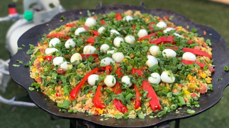 Paella caipira servindo 30 pessoas